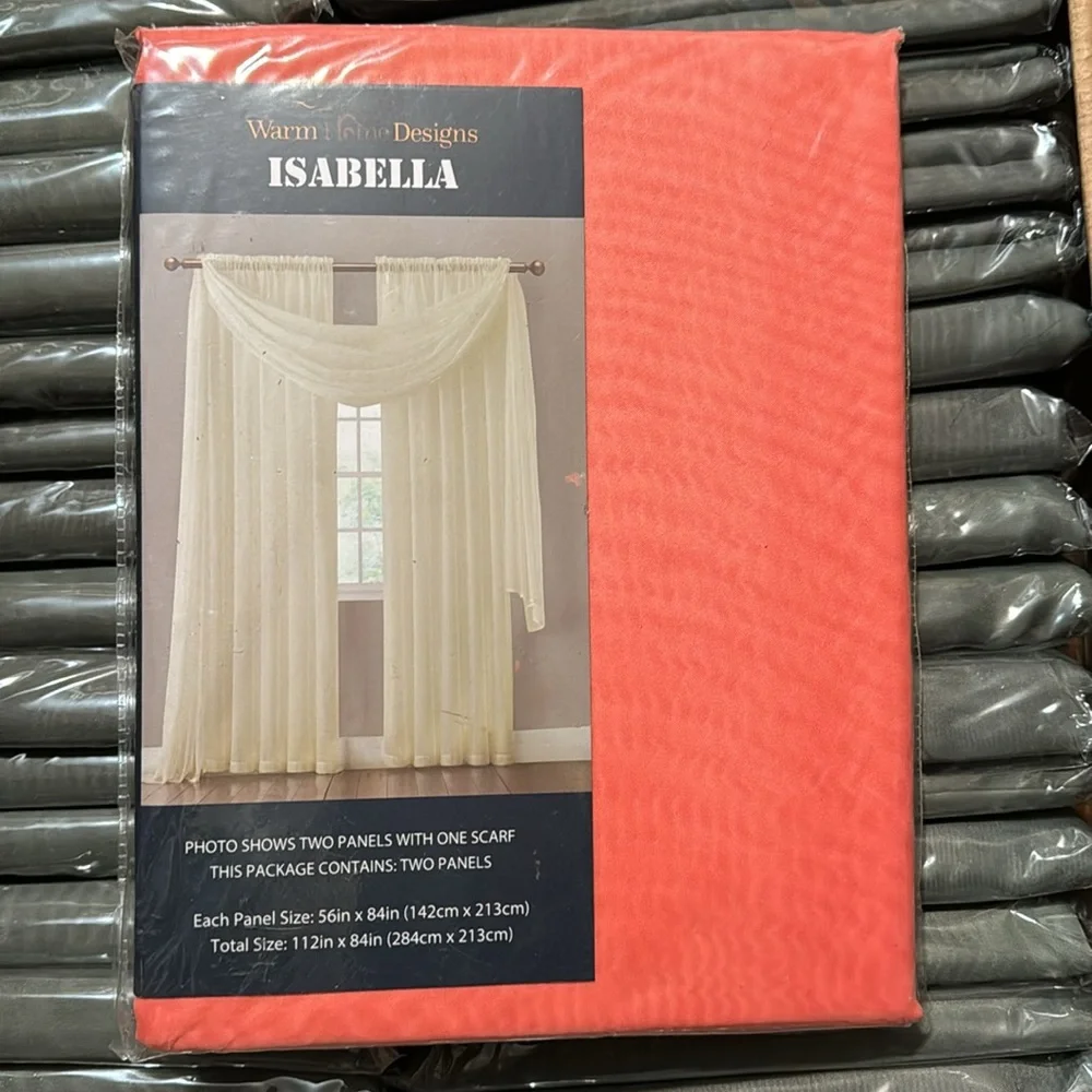 Isabella Coral sheer 2 window panels